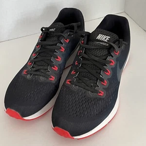 Nike Zoom Pegasus 34 Men's Size 10 Black Red Running Shoes Athletic Sneakers - Picture 1 of 12