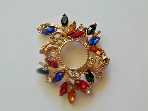 Spilla ciondolo strass multicolore vintage firmata ROGER MICHAEL LTD - Foto 1 di 7