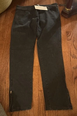 Pantalones de mezclilla para mujer Emerson Fry negros Mick Distressed Moto cremallera talla 12 nuevos con etiquetas Foto 1 de 4