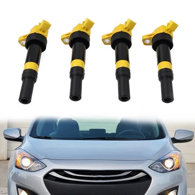 4Pcs Yellow Ignition Coil UF651 For Hyundai Elantra Tucson For Kia Forte Soul - Image 1 of 4
