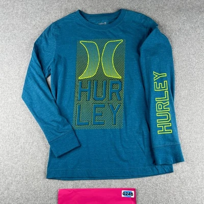 Hurley T Shirt Youth Large Teal Heather Long Sleeve Graphic Print Long Sleeve - Image 1 of 4