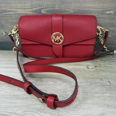 Bolso de Hombro Michael Kors Carmesí Greenwich Convertible Cuero Foto 1 de 4