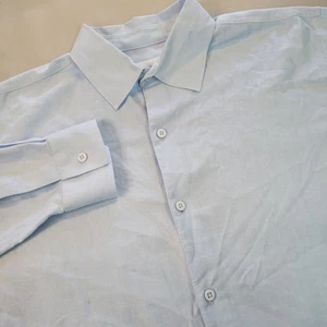 Onia Menswear Mens L Linen Blend Light Blue Long Sleeve Casual Button Down Shirt - Picture 1 of 8