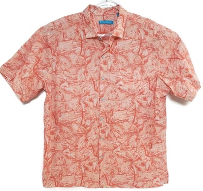 Рубашка мужская Tori Richard размер XL розовая оранжевая гавайская Aloha хлопок газон сделано на Гавайях - Изображение 1 из 4
