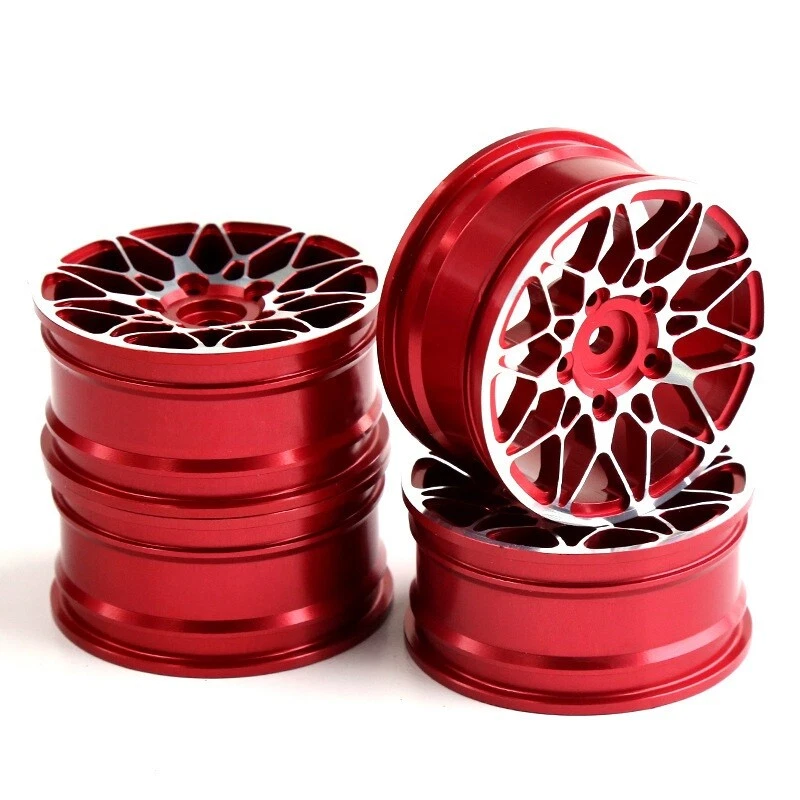 ALUMINIUM FELGEN TYP "DIAMOND" (4 STÜCK) IN ROT / SILBER FÜR TAMIYA TT-02 ETC. - Bild 1 von 1