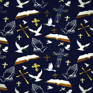 Christian Prayer Bible Print Fleece Fabric - 60" Wide - Sold by The Yard & Bolt - Picture 1 of 1