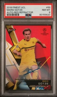 Mario Gotze 2018 Topps Finest UEFA Auto Red Refractor /5 PSA 8 Dortmund - Image 1 of 2