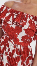 forever unique red print bardot midi dress