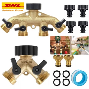 2-4 Wege Wasserverteiler Messing Gartenschlauch Wasserhahn Verteiler 3/4" Ventil - Bild 1 von 13