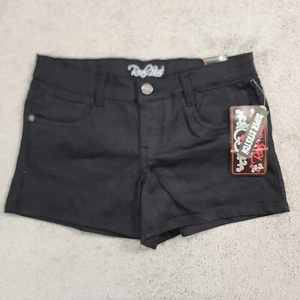 Real Love Girls Stretch Denim Summer Shorts Size 16 Black NEW - Picture 1 of 8