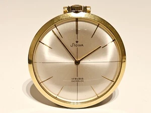 VINTAGE ELEGANT LUXURY GOLD PLATED MEN'S POCKET GERMANY MECHANICAL WATCH"STOWA" - Picture 1 of 17