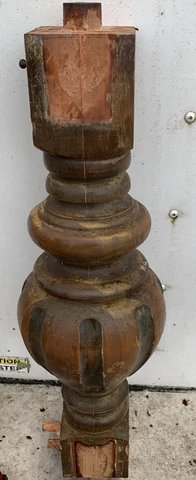 Vtg Newel Post Porch Thick Column Wood Architectural Salvage Craft 21 1/8” Tall Cover