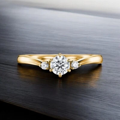 Anel de noivado de diamante criado em laboratório ouro amarelo 14K corte redondo 0,70 quilates - Imagem 1 de 4