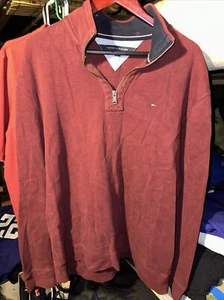 Tommy Hilfiger 1/4 Zip Pullover Sweater Mens XL Maroon  - Picture 1 of 4