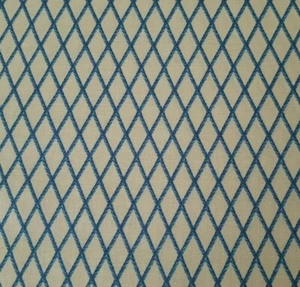 24" Sail Away Elizabeth Munro Quilting Treasures Blue Rope Net Netting Beige - Picture 1 of 3