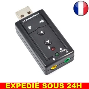 ✅Carte Son USB Externe 7.1 Canaux 3D Audio Adaptateur 3.5mm Casque PC Ordinateur - Photo 1/3
