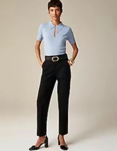 Neu mit Etikett J Crew Kate Damenhose gerades Bein aus Bi-Stretch-Baumwollmischung Größe 0 schwarz - Bild 1 von 7