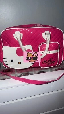 🎀Hello Kitty Sanrio Kawaii Y2K Rosa Patente Bolso de Lona de Viaje Marca🎀 Foto 1 de 3