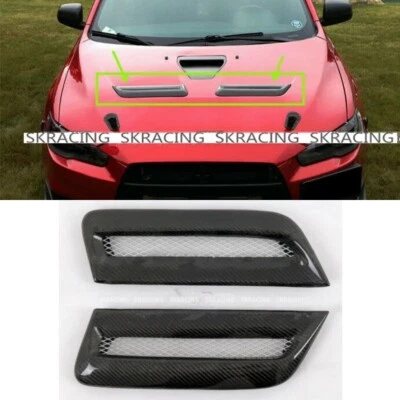 Pair Carbon Fits Mitsubishi Evolution X EVO 10 Bonnet Scoop Vent Hood Air Vents  — 第 1/4 张图片