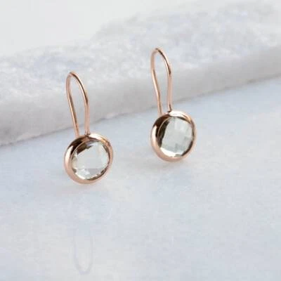 Pendientes bisel aniversario amatista de 2,00 quilates de oro rosa macizo de 10 k Foto 1 de 4