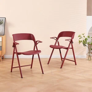 Plastic Folding Chairs with Detachable Armrest, Portable Folding Office Chair - Picture 1 of 60