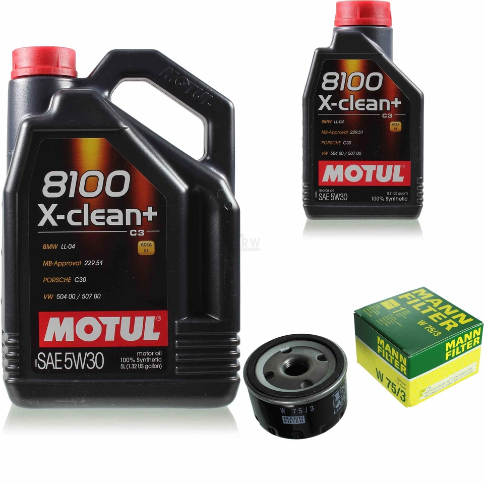 MOTUL 6 L 5W-30 MOTOR-ÖL+MANN-FILTER für Nissan Tiida Stufenheck SC11 1.5 dCi - Bild 1 von 4
