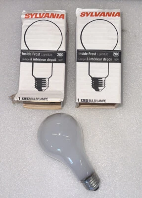 200A21  Frosted 200 Watt  130V Longife Sylvania Lightbulb * 2-pcs - Image 1 of 4