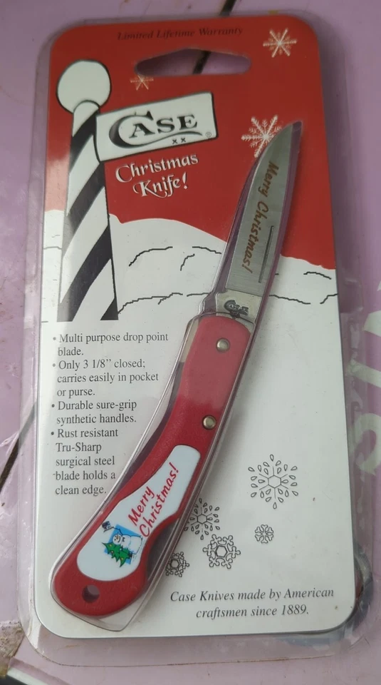 NOS RARE New Vintage Case Jack Folding Knife Merry Christmas USA Lockback - Image 1 of 4