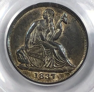 1837 Seated Liberty Half Dime. H10c. PCGS AU55. No Stars. Small Date.  - Picture 1 of 5