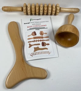 Strumenti Massaggio 3 in 1 Legno Terapia Massaggiatore Linfodrenante Corpo in Legno 14f3 - Foto 1 di 5