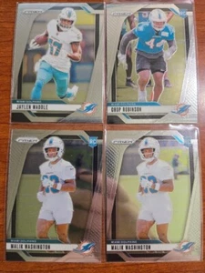 2024 Prizm Miami Dolphins 4 Card Lot - Washington (RC) x2, Chop (RC), Waddle - Picture 1 of 2