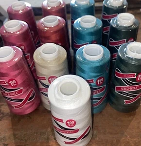 Lot 13 Serge Well Serger Embroidery Thread Cone Red Green Fuschia Sand White NIP - Picture 1 of 4