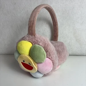 Takashi Murakami Rainbow Flower Ear Muffs Adult Unisex One Size Pink Fuzzy Raver - Picture 1 of 8