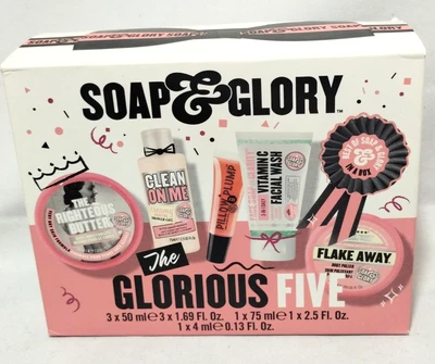 Soap & Glory The Glorious Five Gift Set Body Butter Facial Wash Scrub Hand Cream - Image 1 of 4