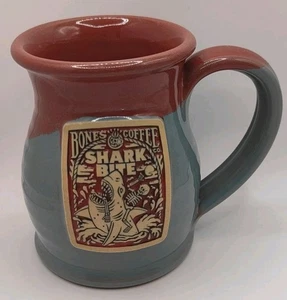 Knochen Kaffee Hai Biss Becher Hand geworfen Deen Pottery Co USA 14oz - Bild 1 von 11