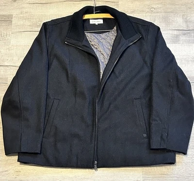 Abrigo de hombre Calvin Klein negro/carbón 2X mezcla de lana guisante, cremallera completa Foto 1 de 4