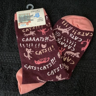 Calcetines azules Q para mujer • GATOS • Algodón peinado suave se adapta a zapatos para adultos talla 5-10 Foto 1 de 4