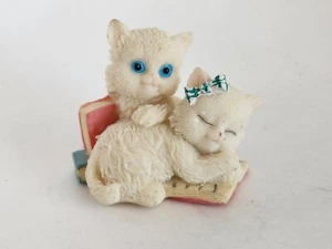 Two white kittens playing sleeping on a book resin EUC - Bild 1 von 8