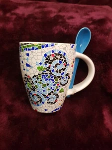 Collectable Antoni Gaudi Mosaic Coffee Mug and Spoon by Gualart Barcelona - Picture 1 of 10
