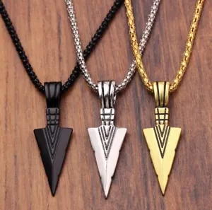 Herren Mode Minimalistisch Gold Silber Schwarz Pfeil Anhänger Halskette 1-62 - Bild 1 von 9