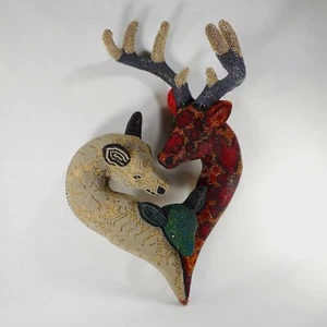 Huichol Beaded Deer Family Sculpture Signed Mexican Folk Art Handmade Figure - Picture 1 of 12