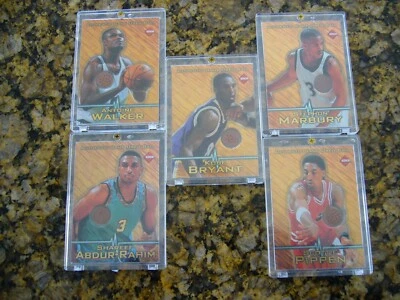 LOT - 1997 COLLECTORS EDGE GAME USED BALL MARBURY WALKER RAHIM PIPPEN BRYANT SET - Image 1 of 4