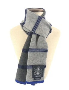 Sciarpa Drakes London lambswool College taglio vivo Bi-colore Antracite/grigio - Foto 1 di 4