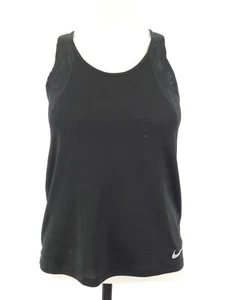 Nike Womens Running Tank Top Dri Fit Black Racer Back Mesh Panels Logo Sports XS - Picture 1 of 13