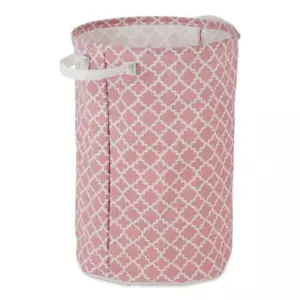 PE-Coated Cotton Polyester Laundry Hamper Lattice Rose Round 13.5x13.5x20 - Picture 1 of 3