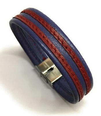 PULSERA CUERO BANDERA BLAUGRANA (PRODUCTO ARTESANO) - Imagen 1 de 4