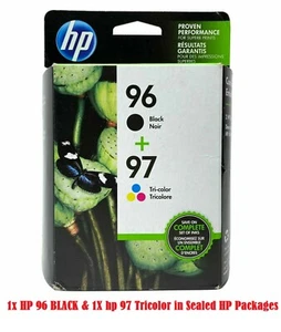 2 pack Genuine HP 96 Black & 97 Tri Color Combo Ink cartridge for Printer OEM  - Picture 1 of 3