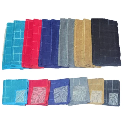 Kitchen Towel Dish Cloth Set Mesh Scrubber Absorbent Microfiber 4 Pack Red Black - Image 1 of 2