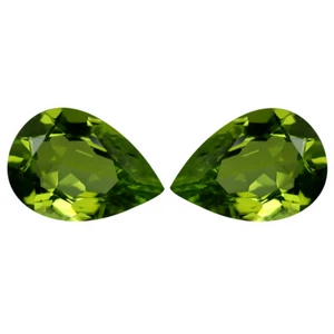 2.32 ct (2pcs) MATCHING PAIR Pleasant Pear Cut (9 x 6 mm) Green Peridot Genuine - Picture 1 of 1