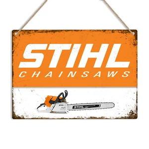 STIHL Chainsaws Retro Metal Sign Workshop Garage Tool Shed Plaque Carpenter Gift - Picture 1 of 16